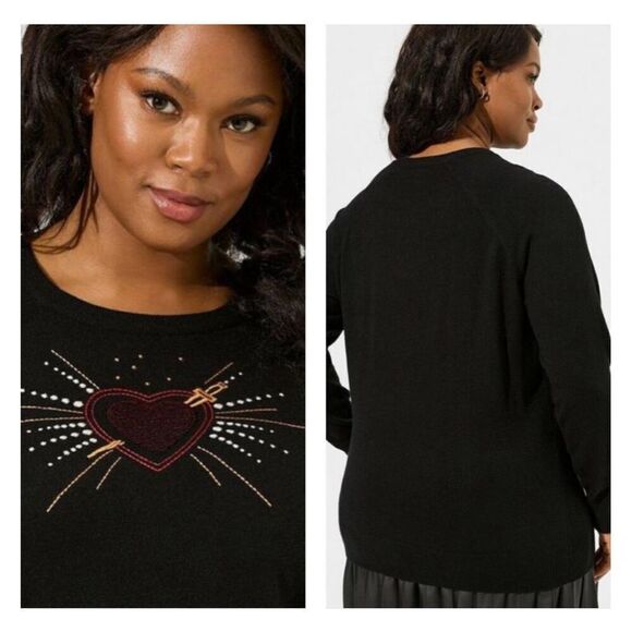Torrid Every Day soft pullover black heart burst crewneck sweater women’s 3X - Picture 3 of 7
